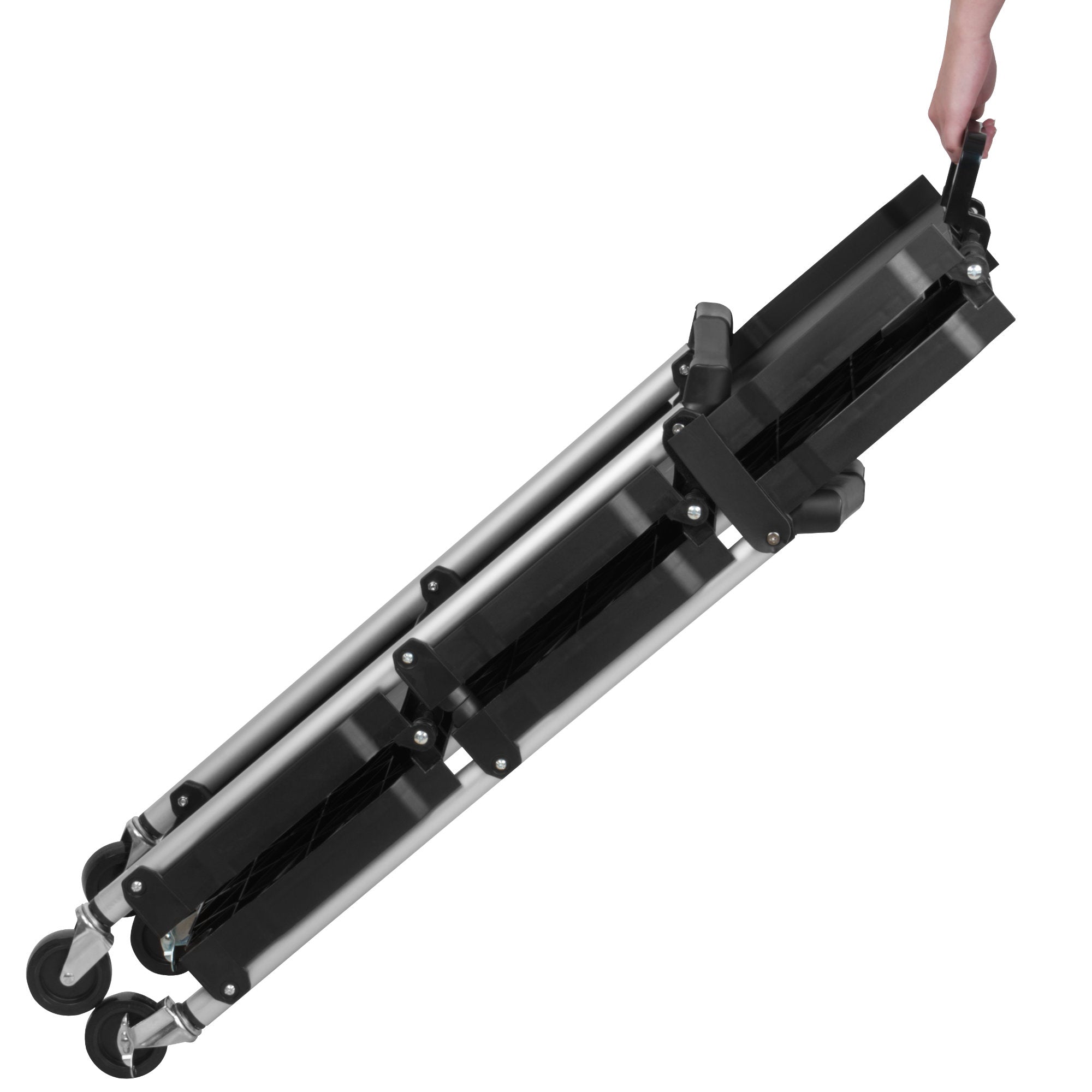 Foldable serving trolley, up to 150 kg, with wheels, 3 shelves