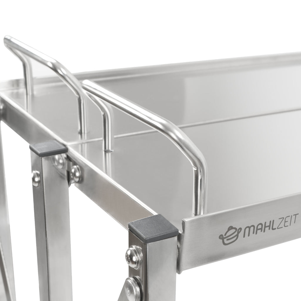 Servierwagen, Edelstahl, faltbar, bis 150 kg, mit Rollen, 3 Etagen