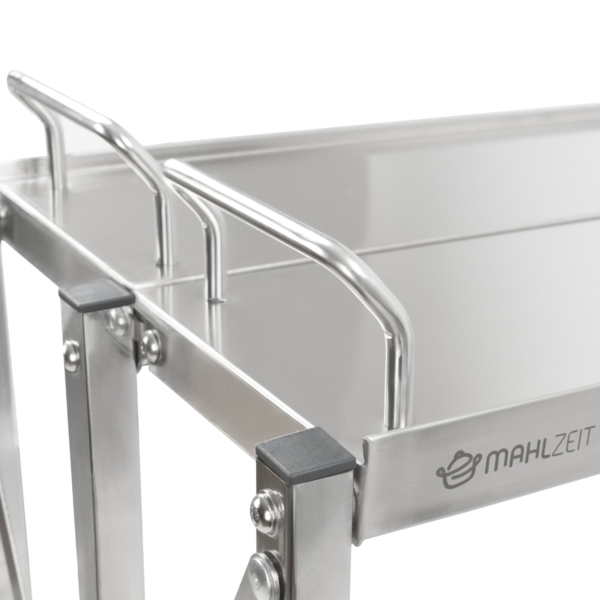 Servierwagen, Edelstahl, faltbar, bis 150 kg, mit Rollen, 3 Etagen