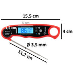Digital grill thermometer, -50 °C to 300 °C, including LCD display