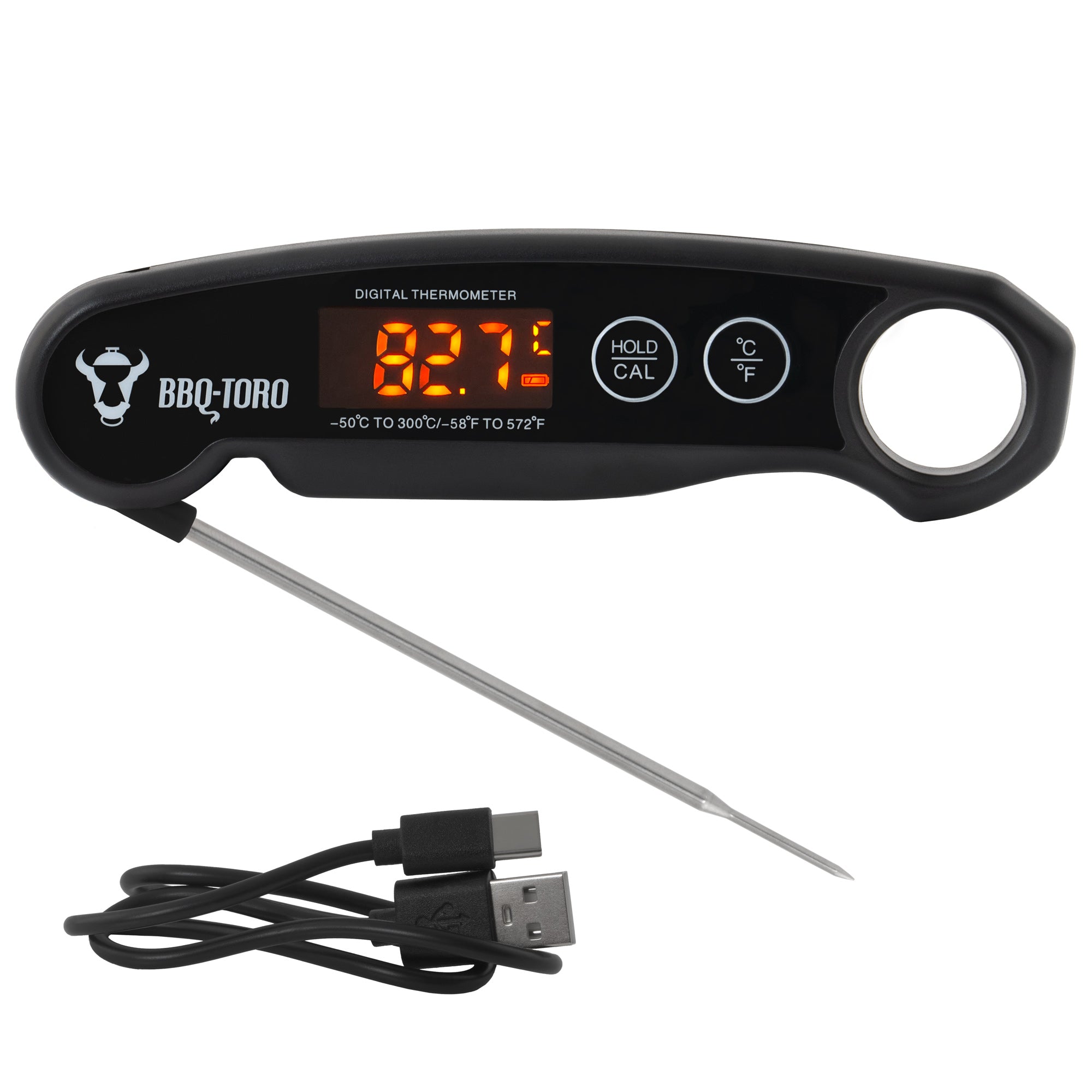 Thermomètre de cuisson numérique rechargeable pour barbecue, de -50 °C à 300 °C, avec écran LCD.