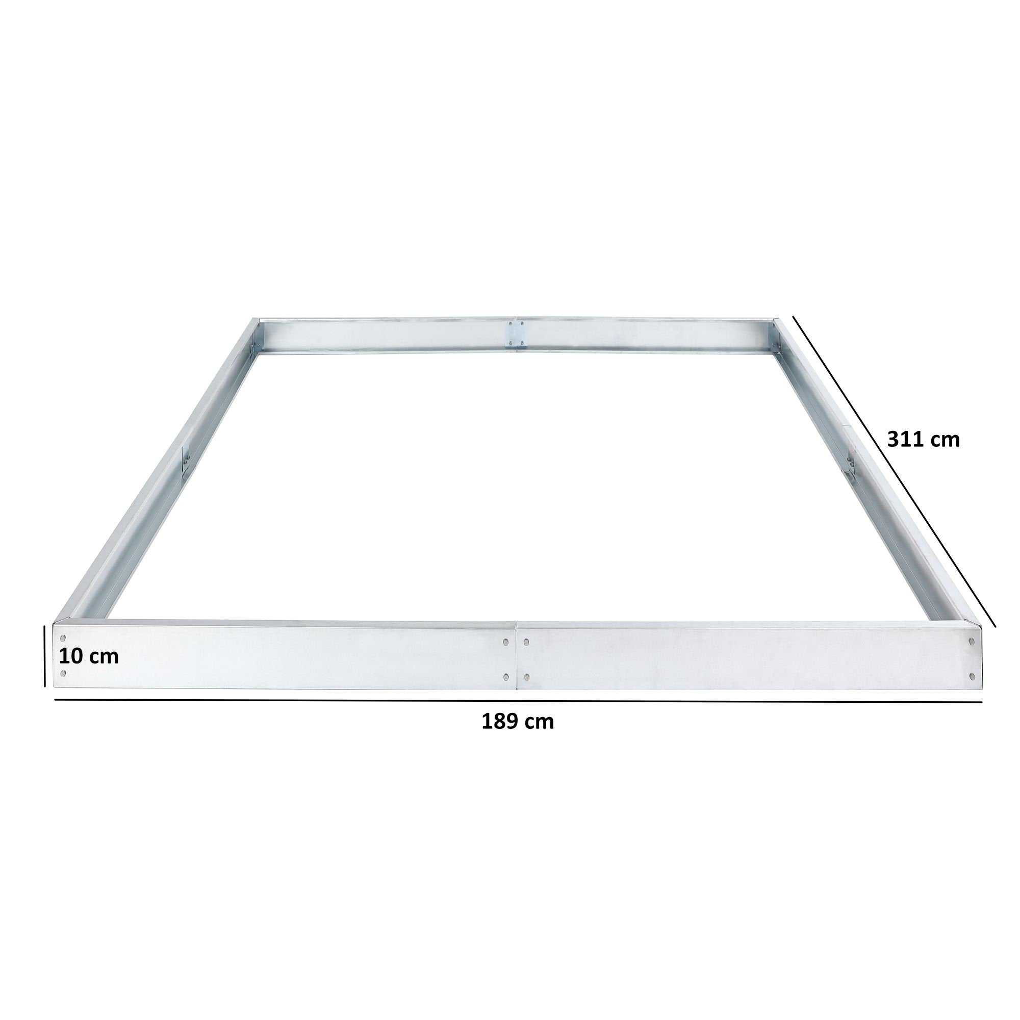 Cadre de fondation, 311 x 189 x 10 cm, fondation en acier galvanisé