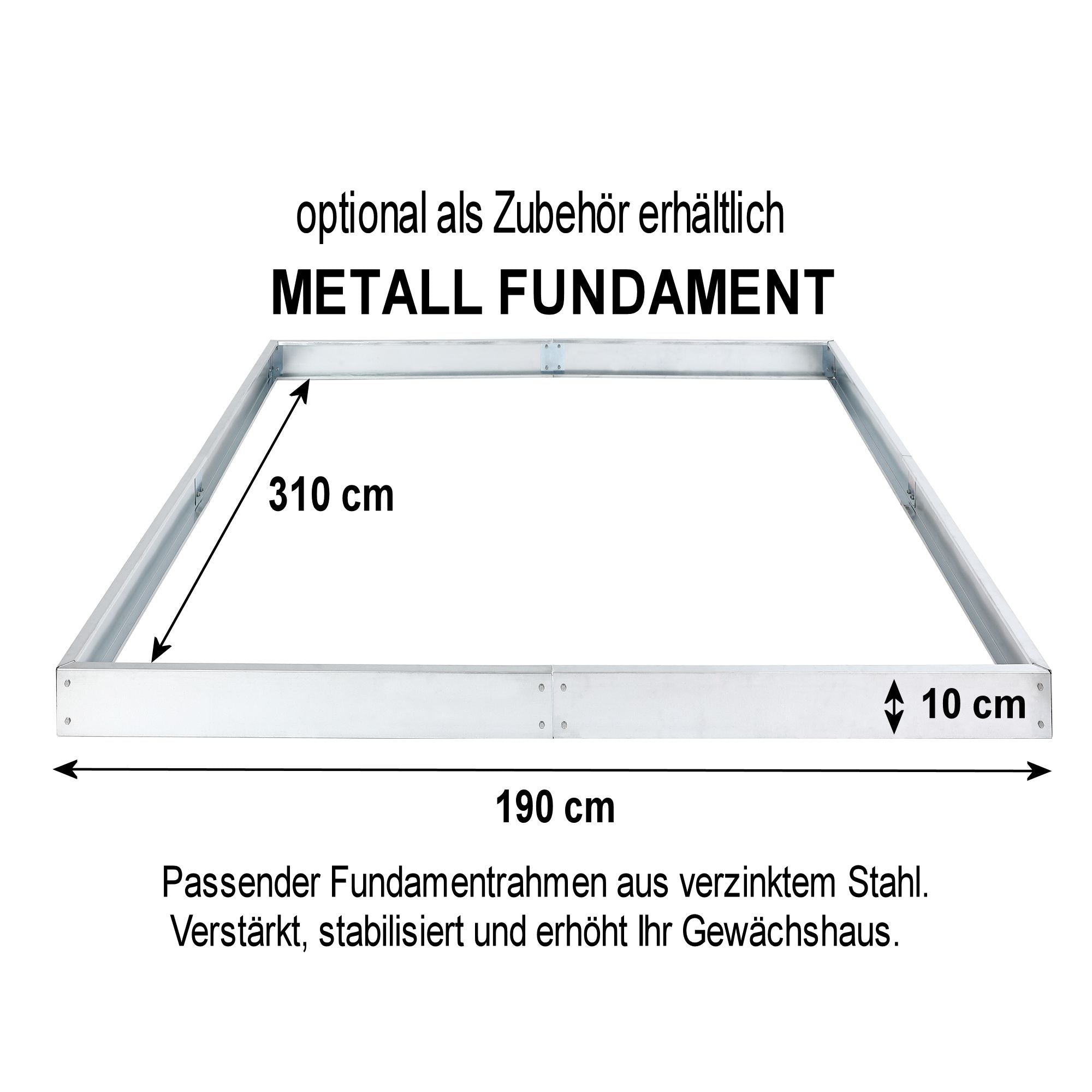 Serre, 310 x 190 cm, panneaux de 6 mm, env. 5,90 m², aluminium