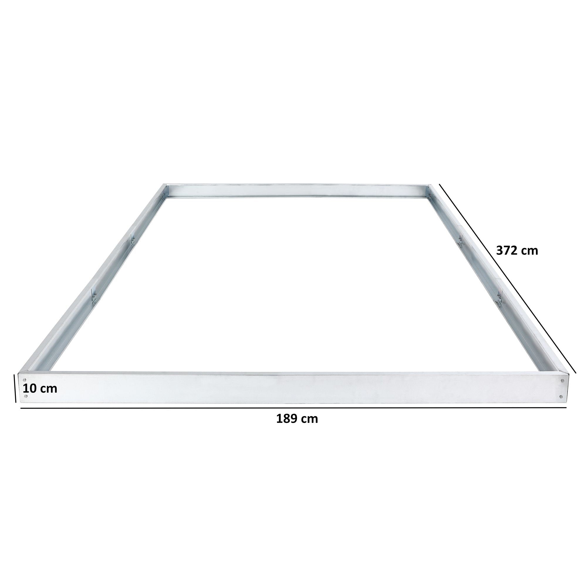 Cadre de fondation, 372 x 189 x 10 cm, fondation en acier galvanisé