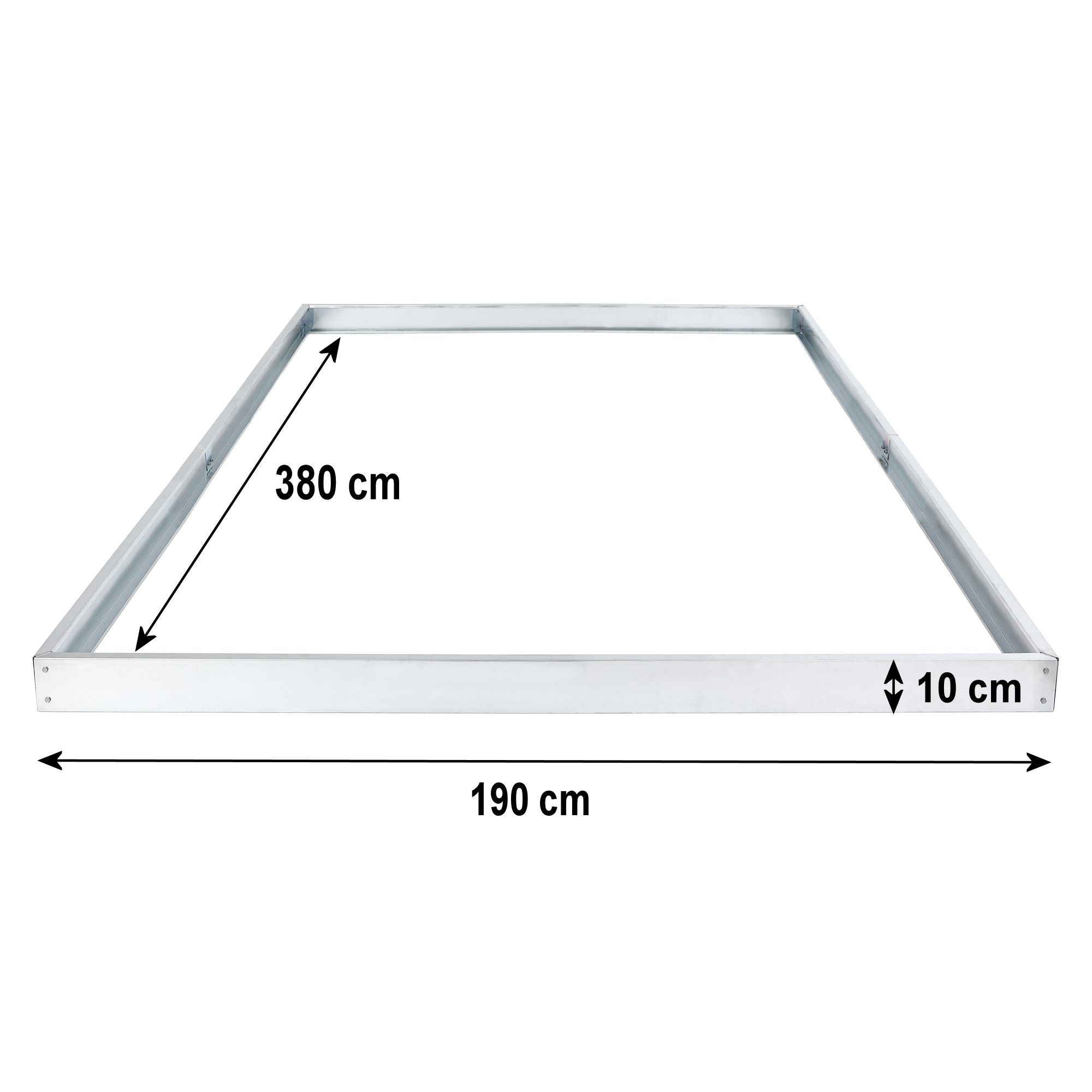 Serre, 380 x 190 cm, panneaux de 6 mm, 7,22 m², aluminium