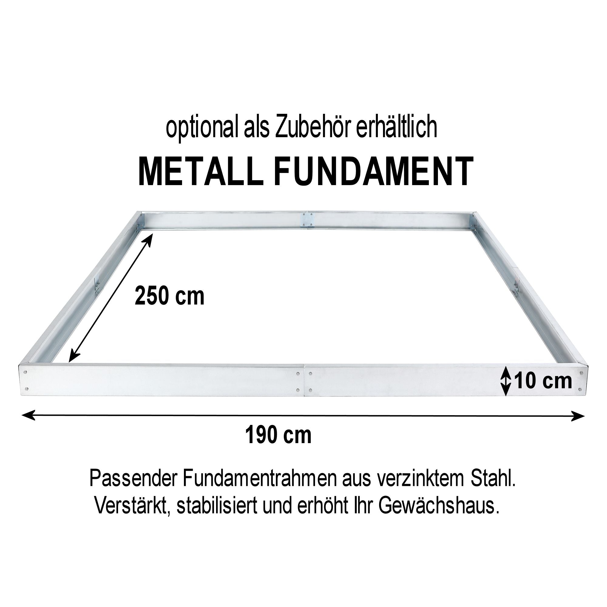 Serre, 250 x 190 cm, panneaux de 6 mm, 4,75 m², aluminium