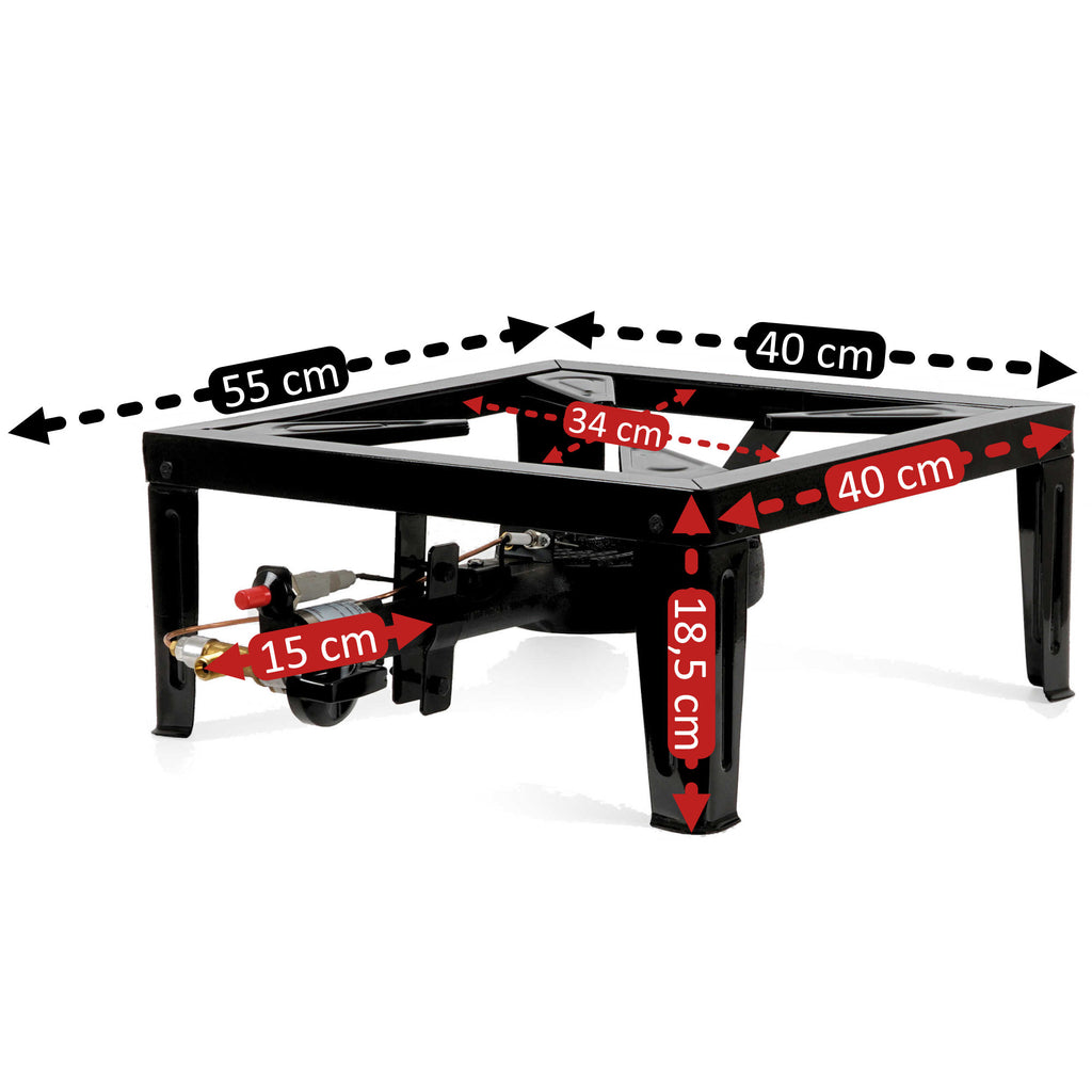 Gaskocher, Gusseisen, 1-Ring-Gasbrenner, 55 x 40 x 18,5 cm, 10,5 kW