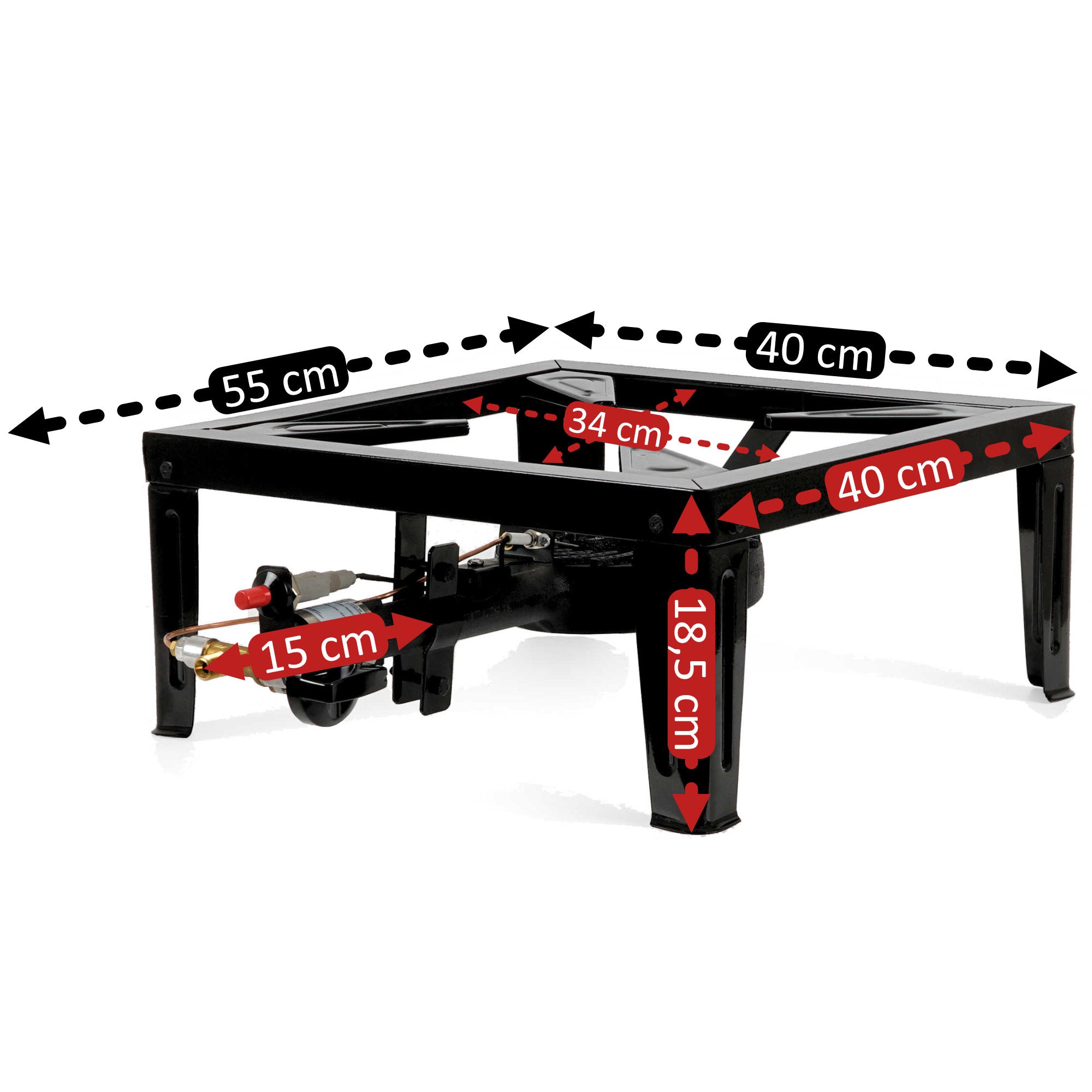 Gaskocher, Gusseisen, 1-Ring-Gasbrenner, 55 x 40 x 18,5 cm, 10,5 kW