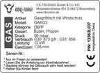 Table de cuisson au gaz avec pare-vent, 2 brûleurs en fonte, 2 kW