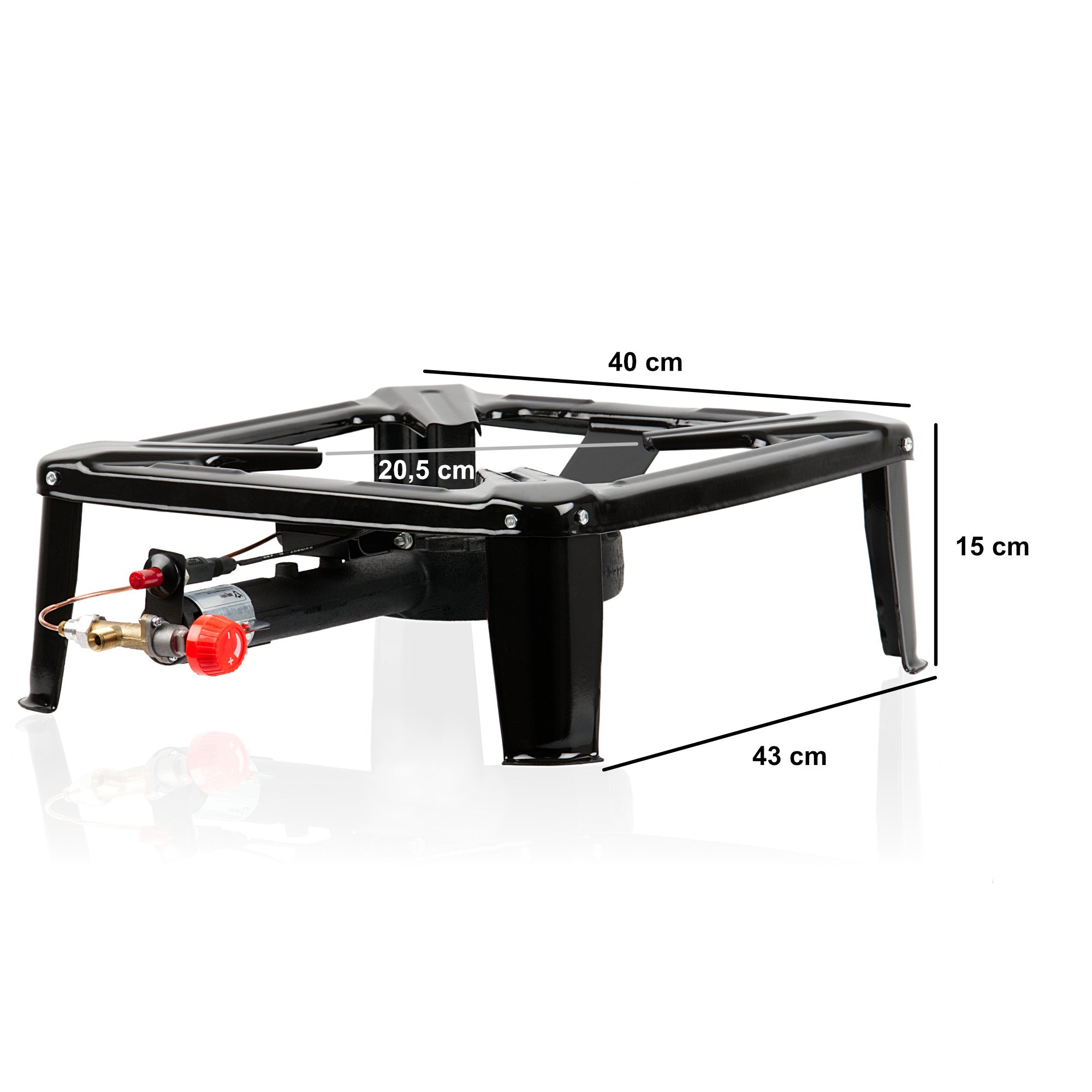 Cuisinière à gaz en fonte, brûleur à gaz à 1 anneau, avec allumeur piézoélectrique, 40 x 40 x 15 cm