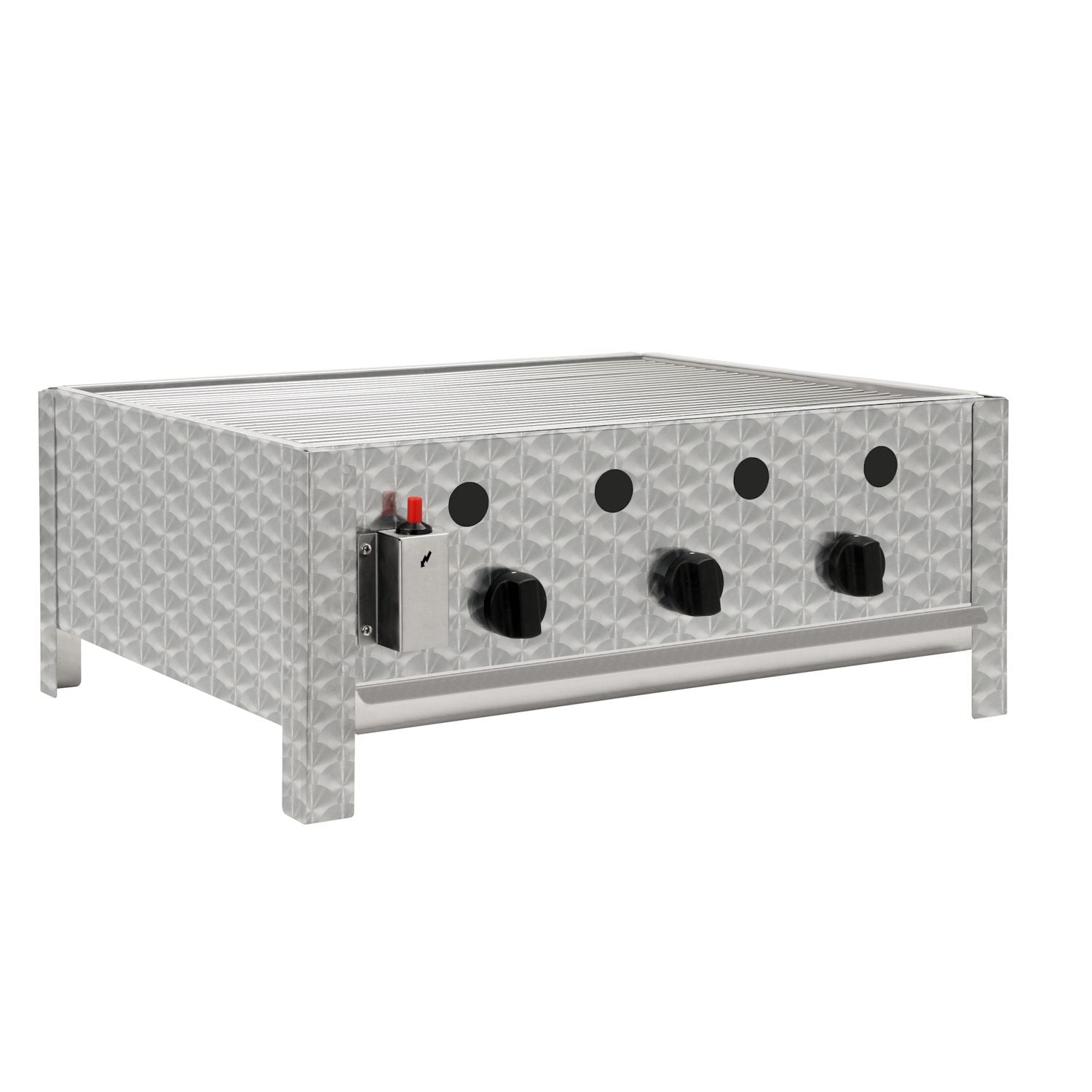 Plaque de cuisson professionnelle, acier inoxydable, 3 brûleurs, 64 x 52 x 27 cm