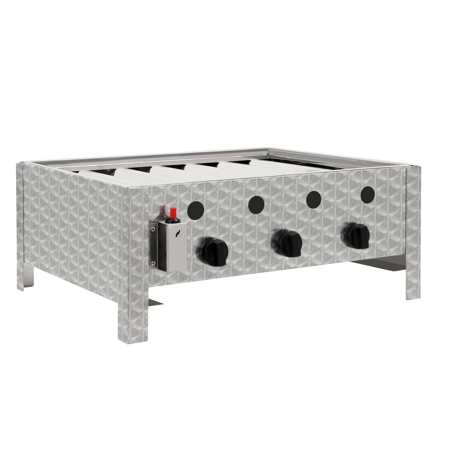Plaque de cuisson professionnelle, acier inoxydable, 3 brûleurs, 64 x 52 x 27 cm