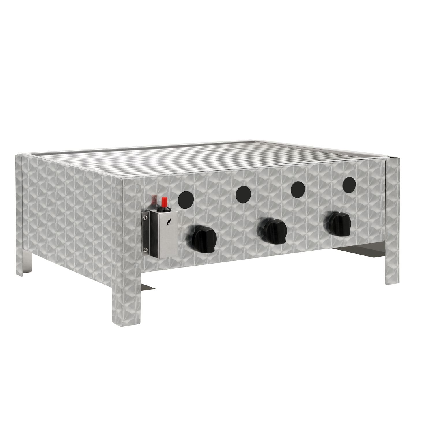 Plaque de cuisson professionnelle, acier inoxydable, 3 brûleurs, 64 x 52 x 27 cm