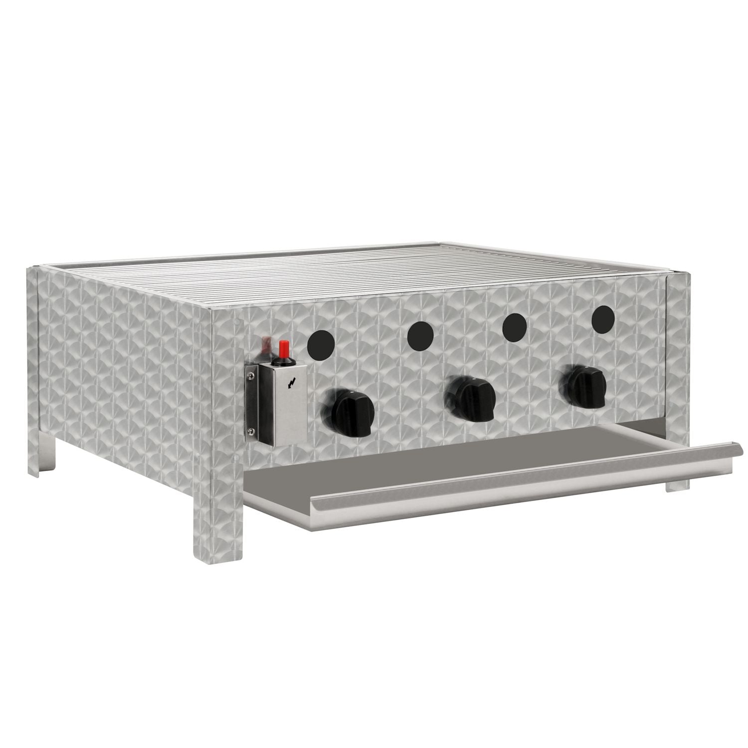 Plaque de cuisson professionnelle, acier inoxydable, 3 brûleurs, 64 x 52 x 27 cm