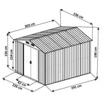 Garden shed, 236 x 303 x 190 cm, including sliding door