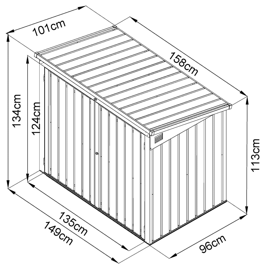 Garden cabinet, 158 x 101 x 134 cm, including ventilation grilles