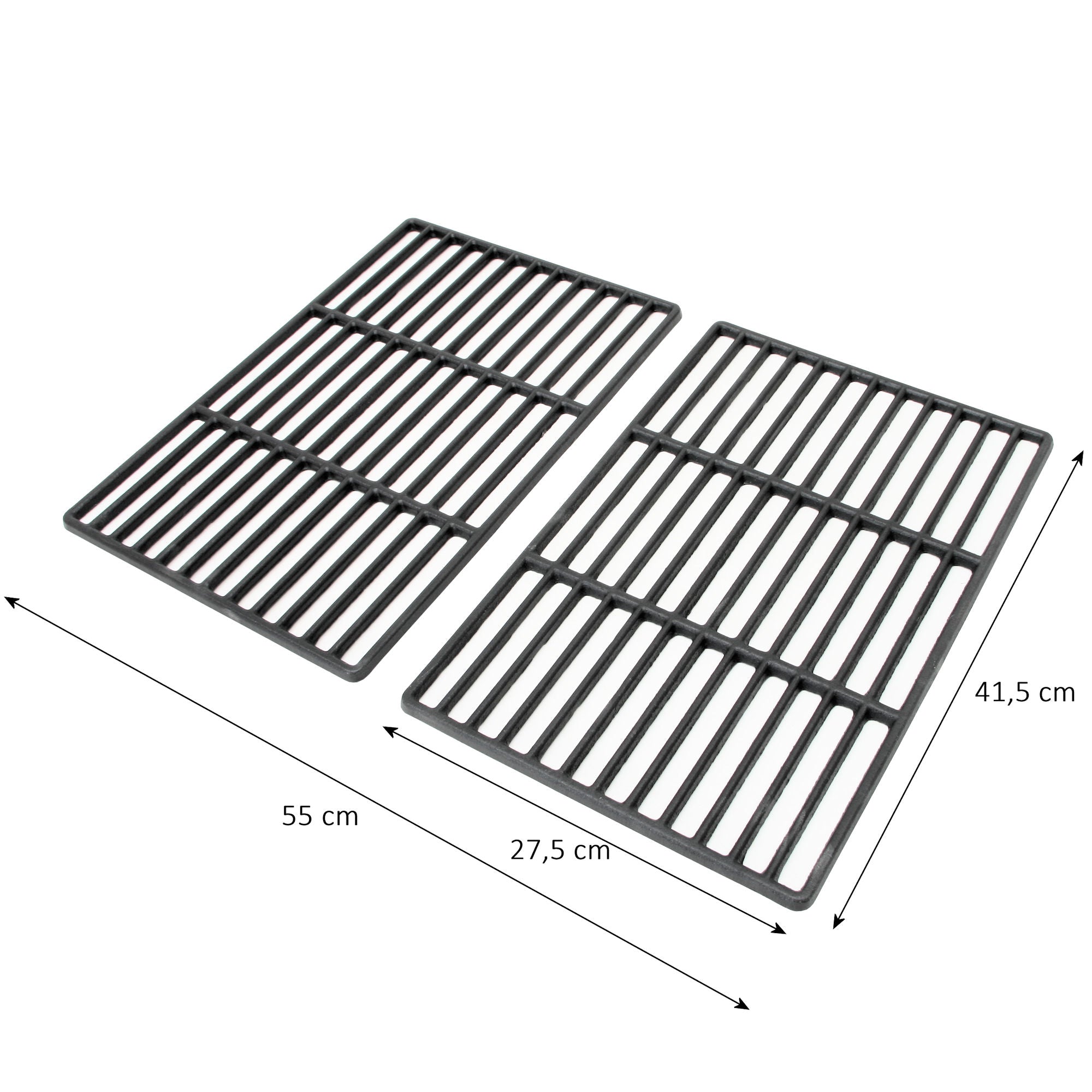 Grille de barbecue en fonte, lot de 2, 55 x 41,5 cm