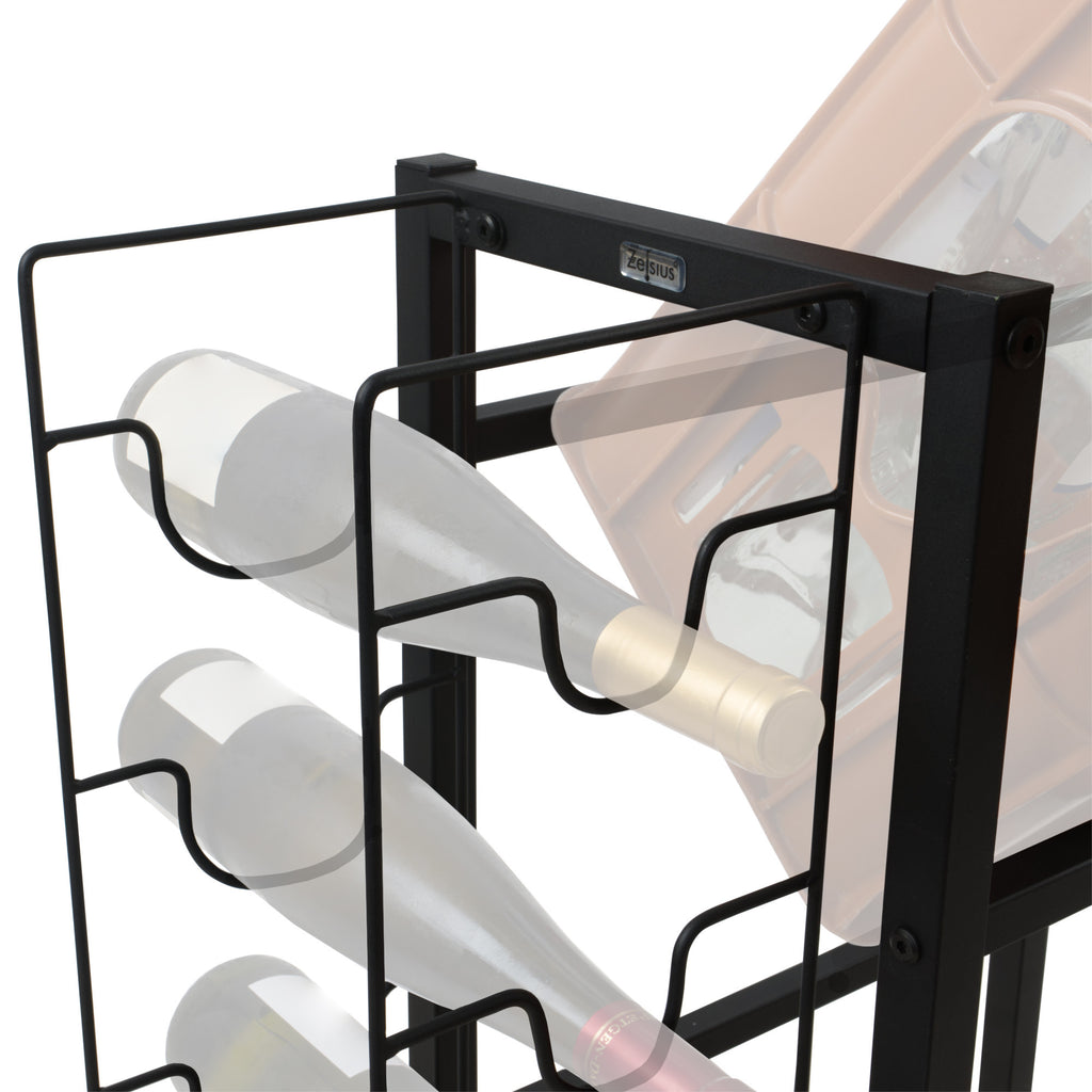 Beverage crate rack &amp; wine rack, 5 wine bottles and 2 crates