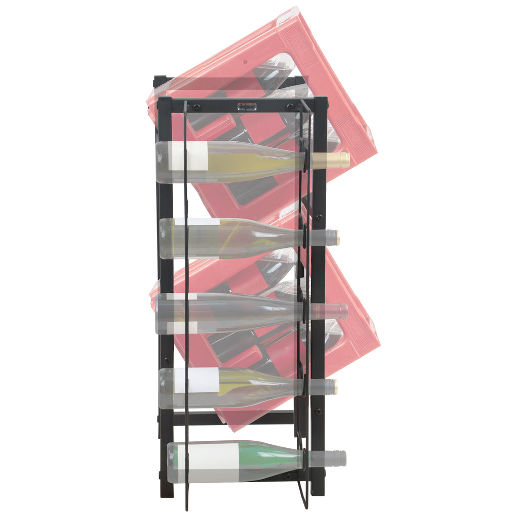 Beverage crate rack &amp; wine rack, 5 wine bottles and 2 crates