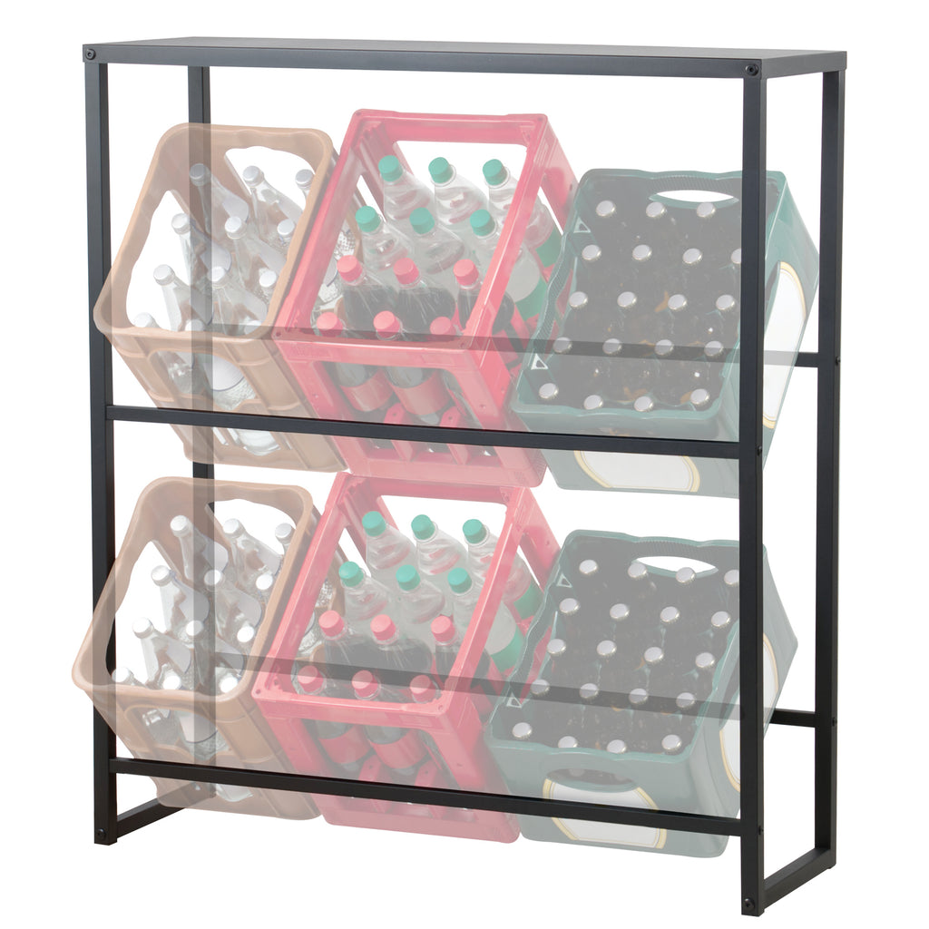 Beverage crate rack, 6 crates, with shelf