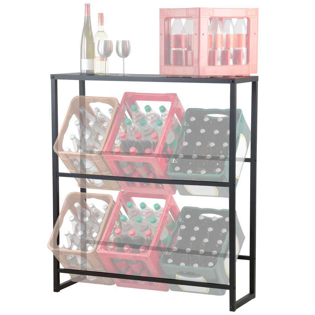 Beverage crate rack, 6 crates, with shelf