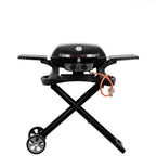 Barbecue à gaz de table, 2 brûleurs, portable, avec table de cuisson.
