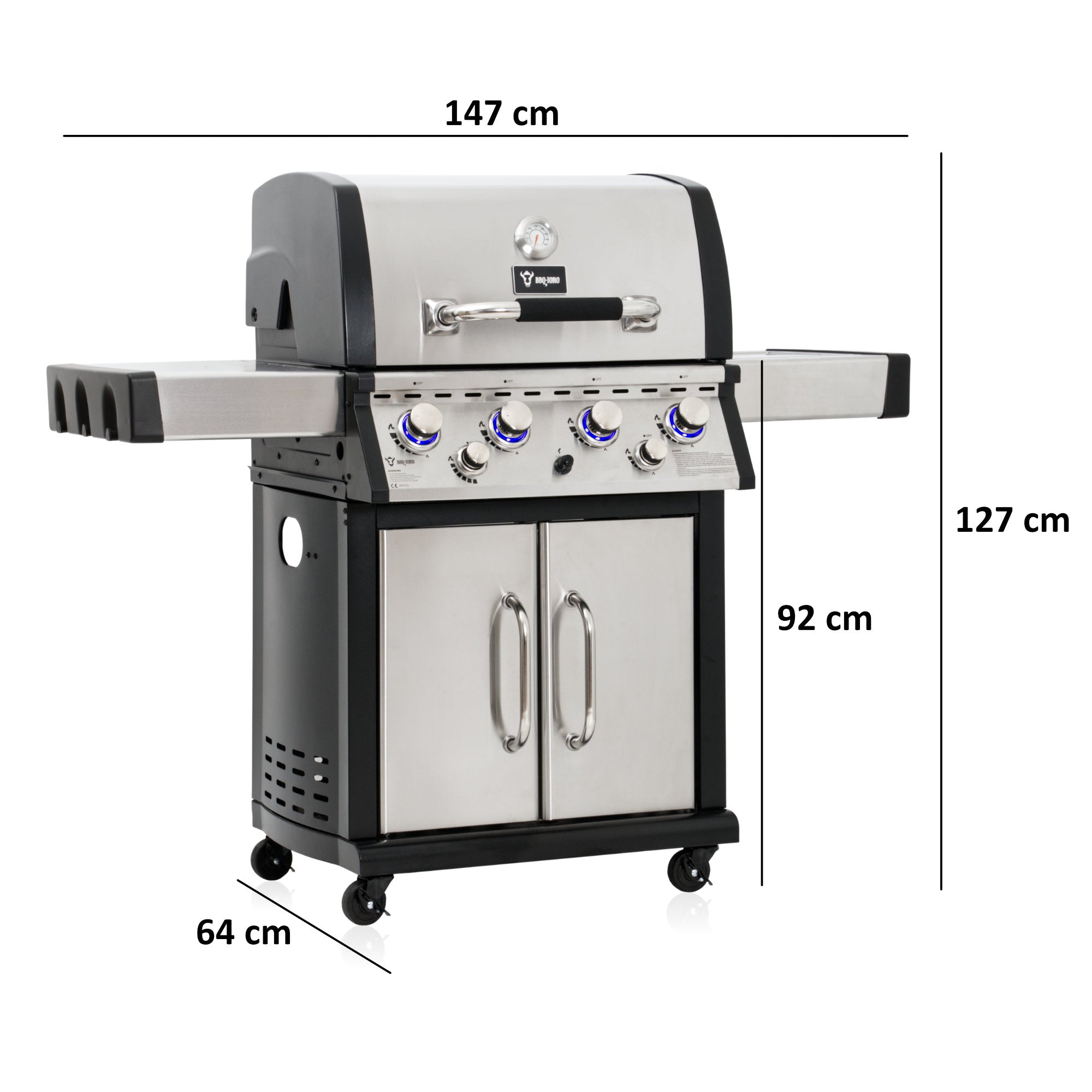 Gasgrill, Edelstahl, inkl. 4 Brenner, 1 Seitenbrenner, 1 Infrarotbrenner