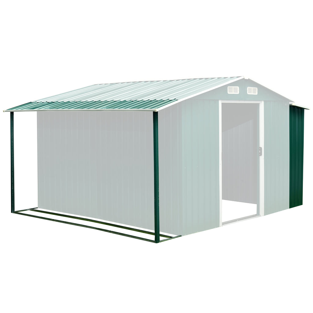 Extension d'abri de jardin, 303 x 156/146 x 42 cm, vert sapin, compatible avec GEHA4