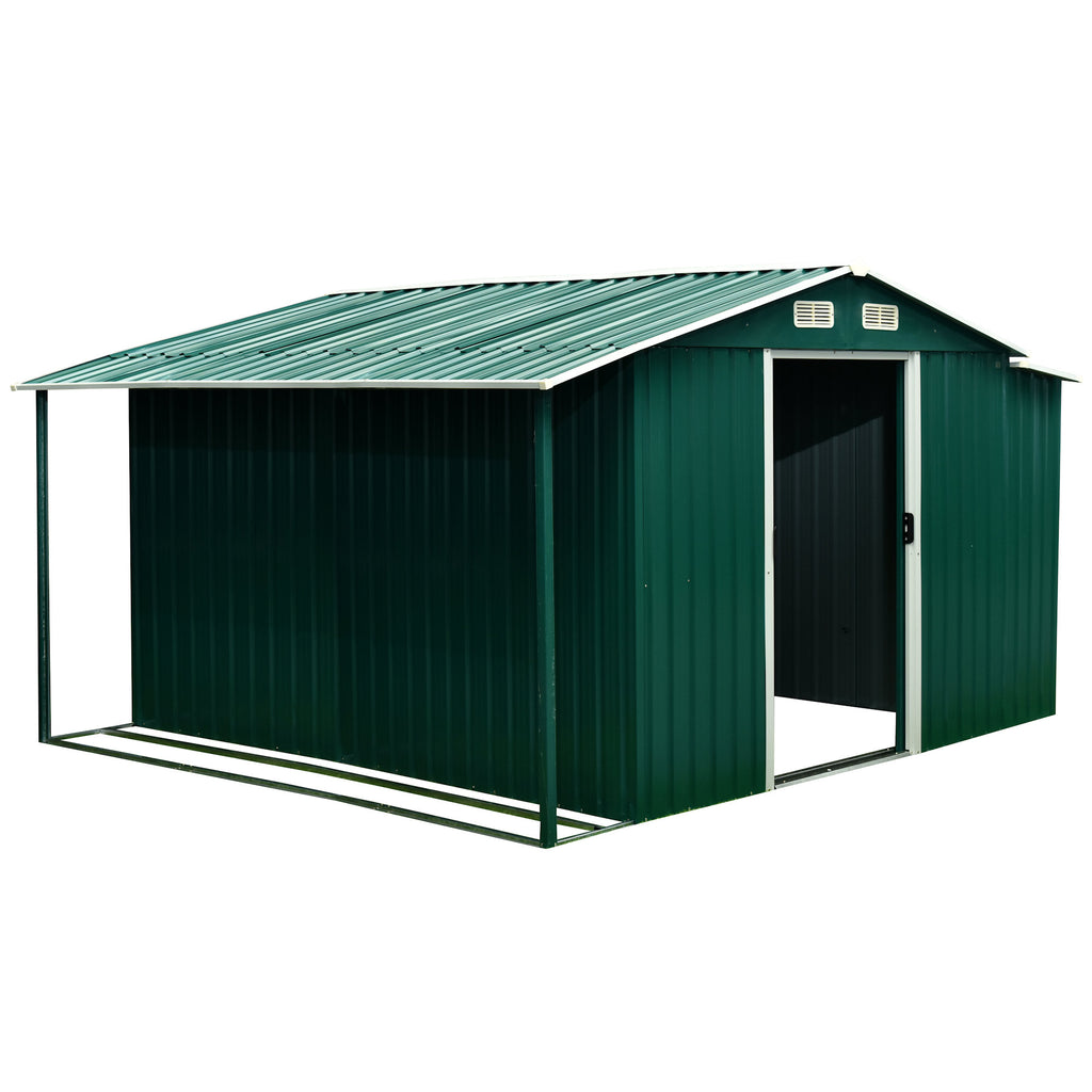 Extension d'abri de jardin, 303 x 156/146 x 42 cm, vert sapin, compatible avec GEHA4