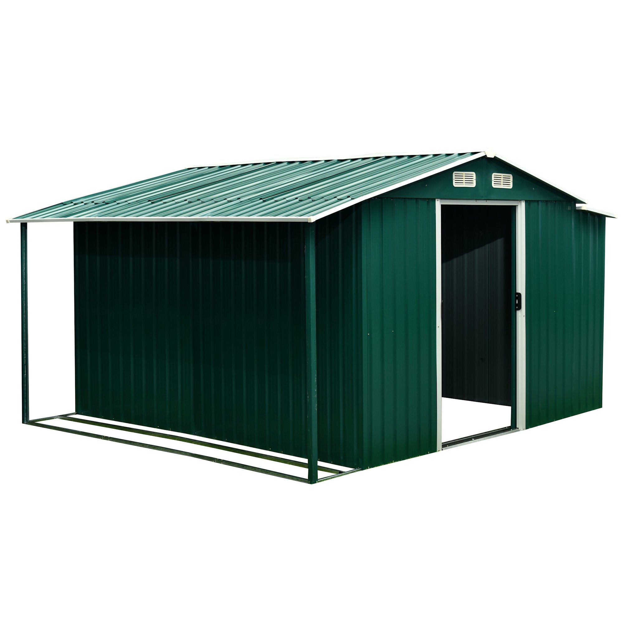 Extension d'abri de jardin, 303 x 156/146 x 42 cm, vert sapin, compatible avec GEHA4