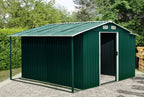 Gerätehausanbau, 303 x 156/146 x 42 cm, Tannengrün, passend für GEHA4