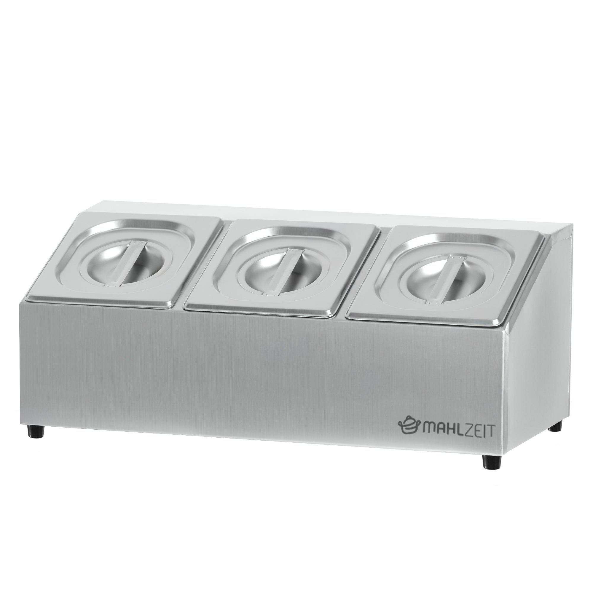 Ingredient container, stainless steel, removable lid, with rubber feet