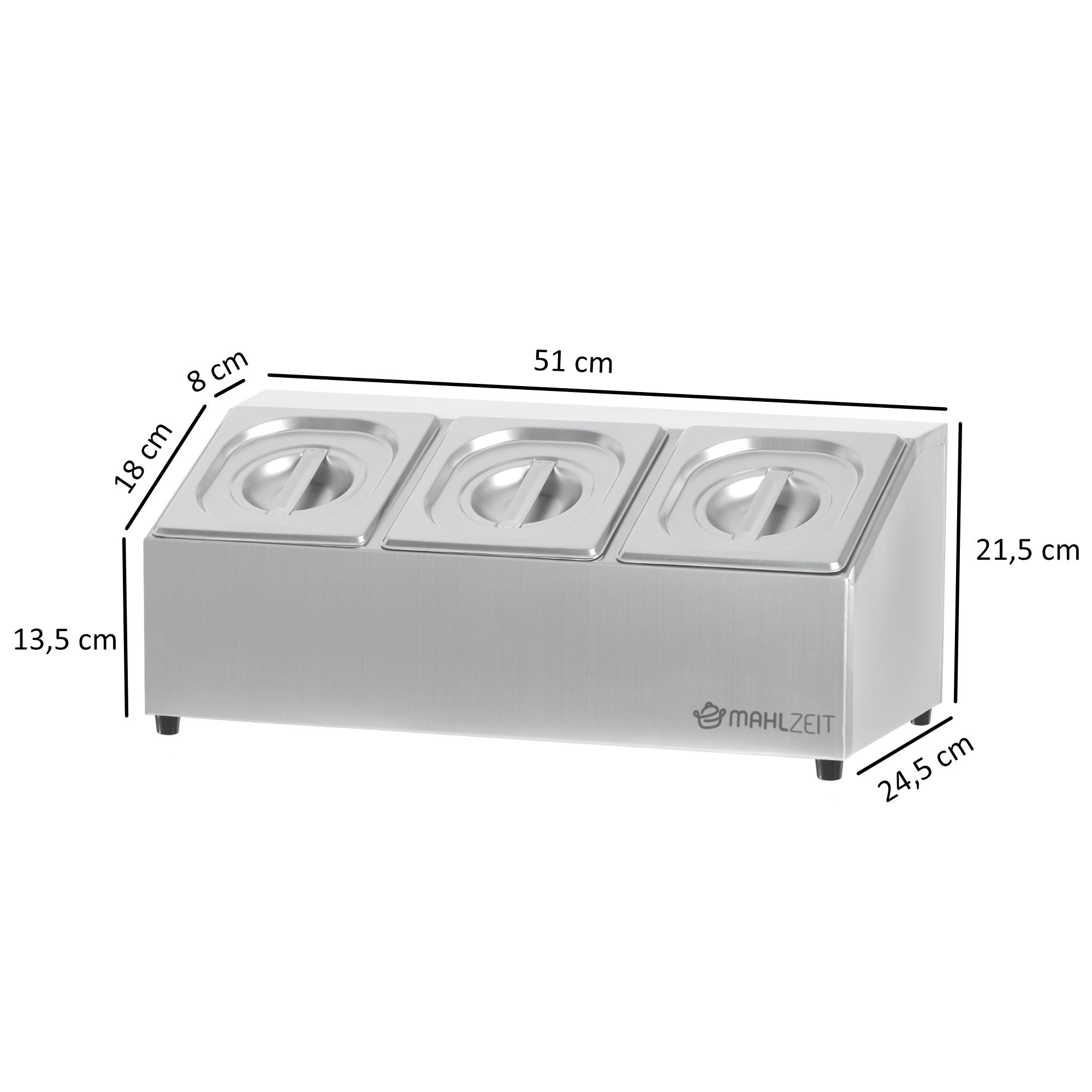 Ingredient container, stainless steel, removable lid, with rubber feet