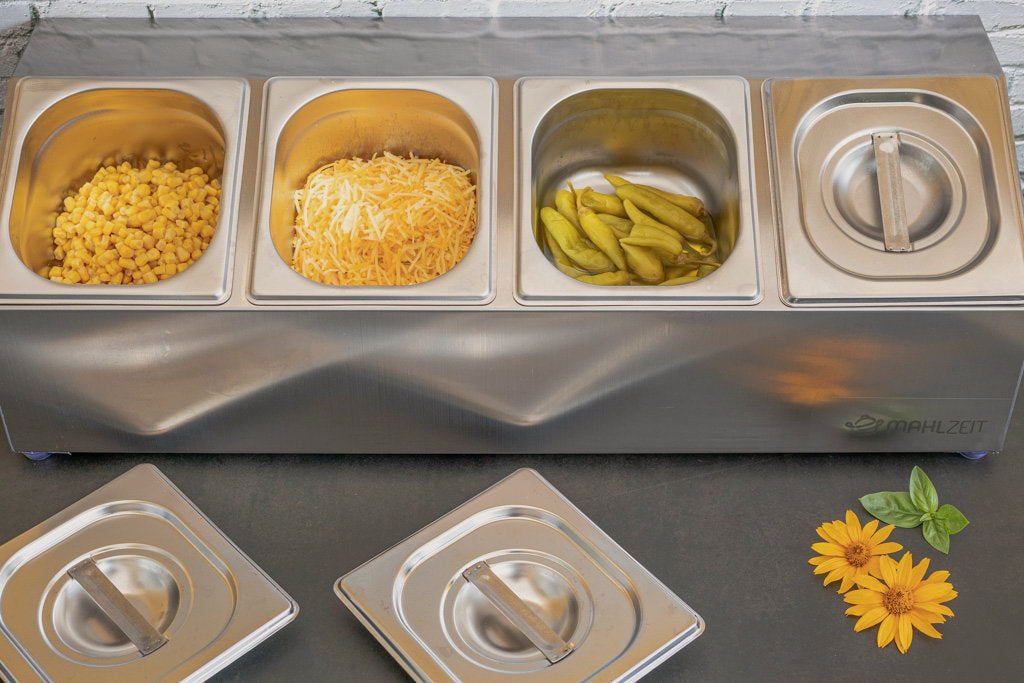 Récipient à ingrédients en acier inoxydable, couvercle amovible, avec pieds en caoutchouc