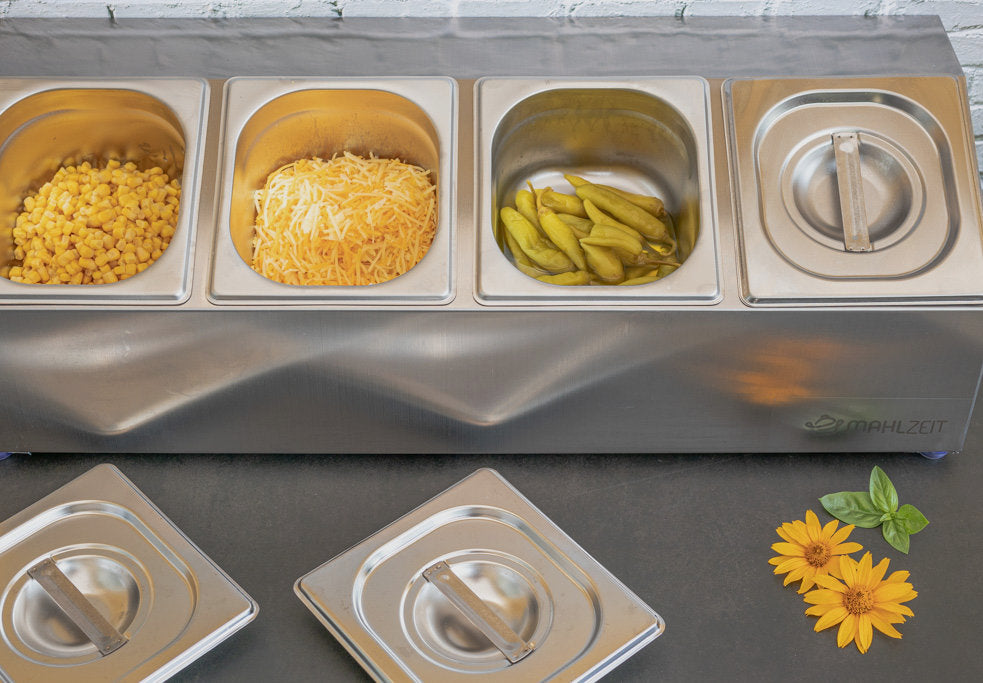 Récipient à ingrédients en acier inoxydable, couvercle amovible, avec pieds en caoutchouc