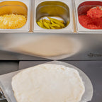 Ingredient container, stainless steel, hinged lid, with rubber feet