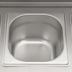 Ingredient container, stainless steel, hinged lid, with rubber feet
