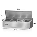 Ingredient container, stainless steel, hinged lid, with rubber feet