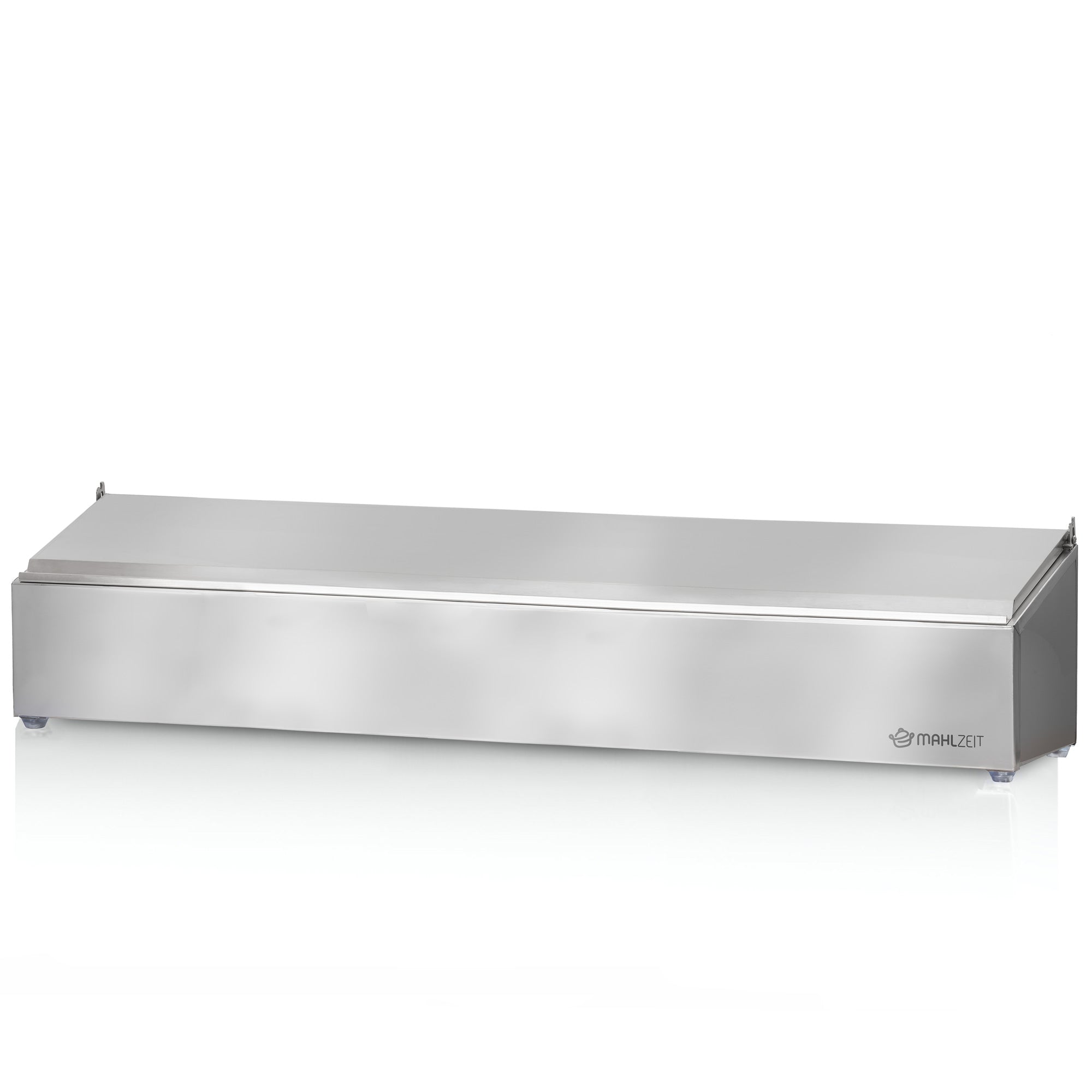 Récipient à ingrédients en acier inoxydable, couvercle à charnière, avec pieds en caoutchouc