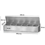 Ingredient container, stainless steel, hinged lid, with rubber feet