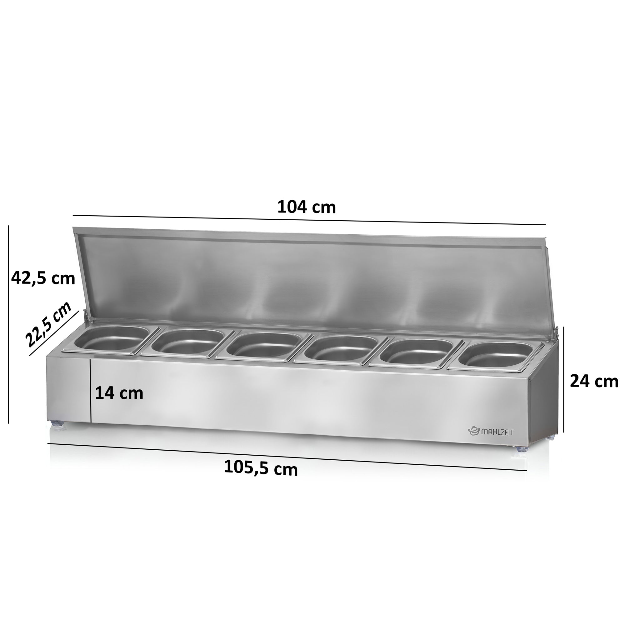 Récipient à ingrédients en acier inoxydable, couvercle à charnière, avec pieds en caoutchouc