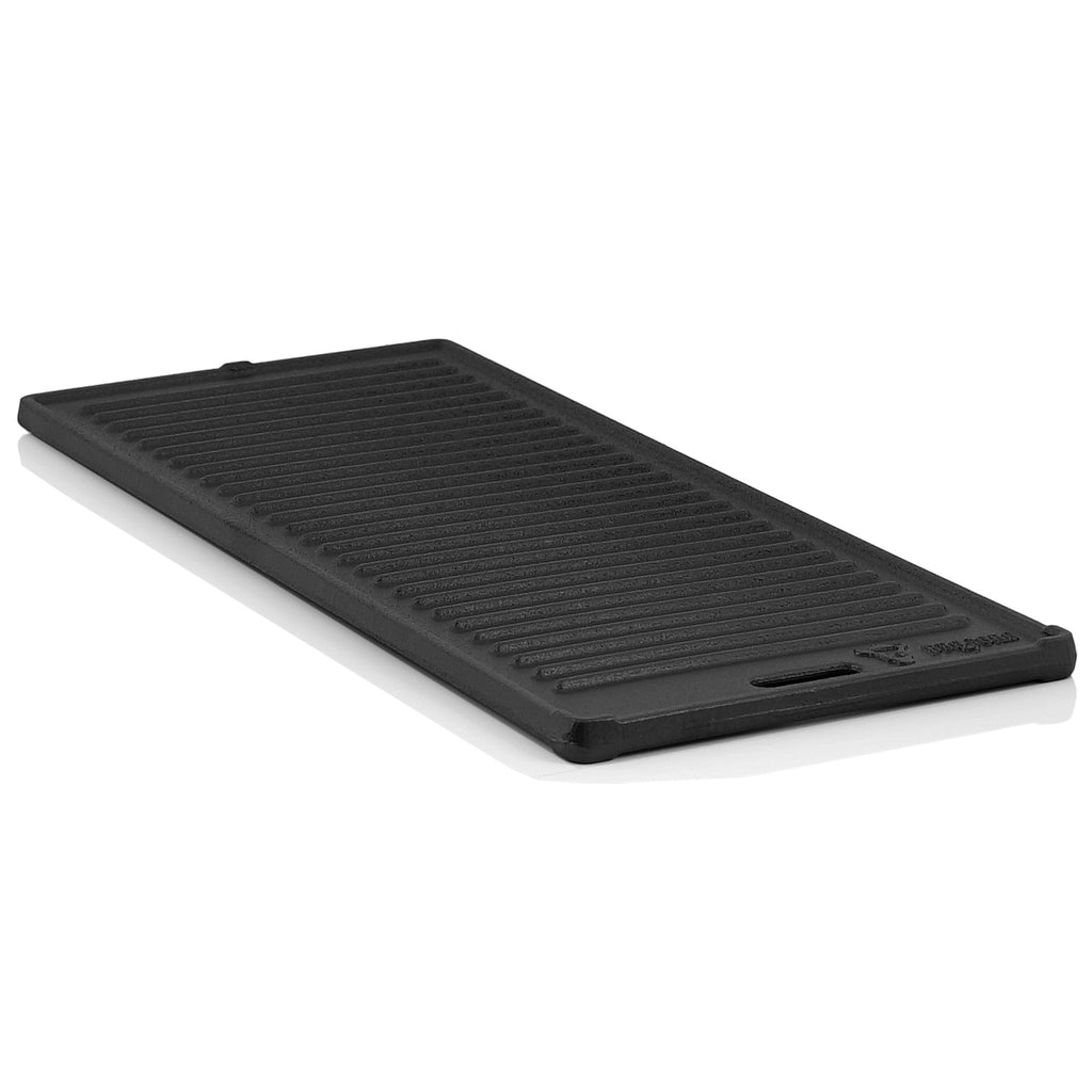 Plaque de cuisson réversible, 45 x 19,5 cm, en fonte émaillée.