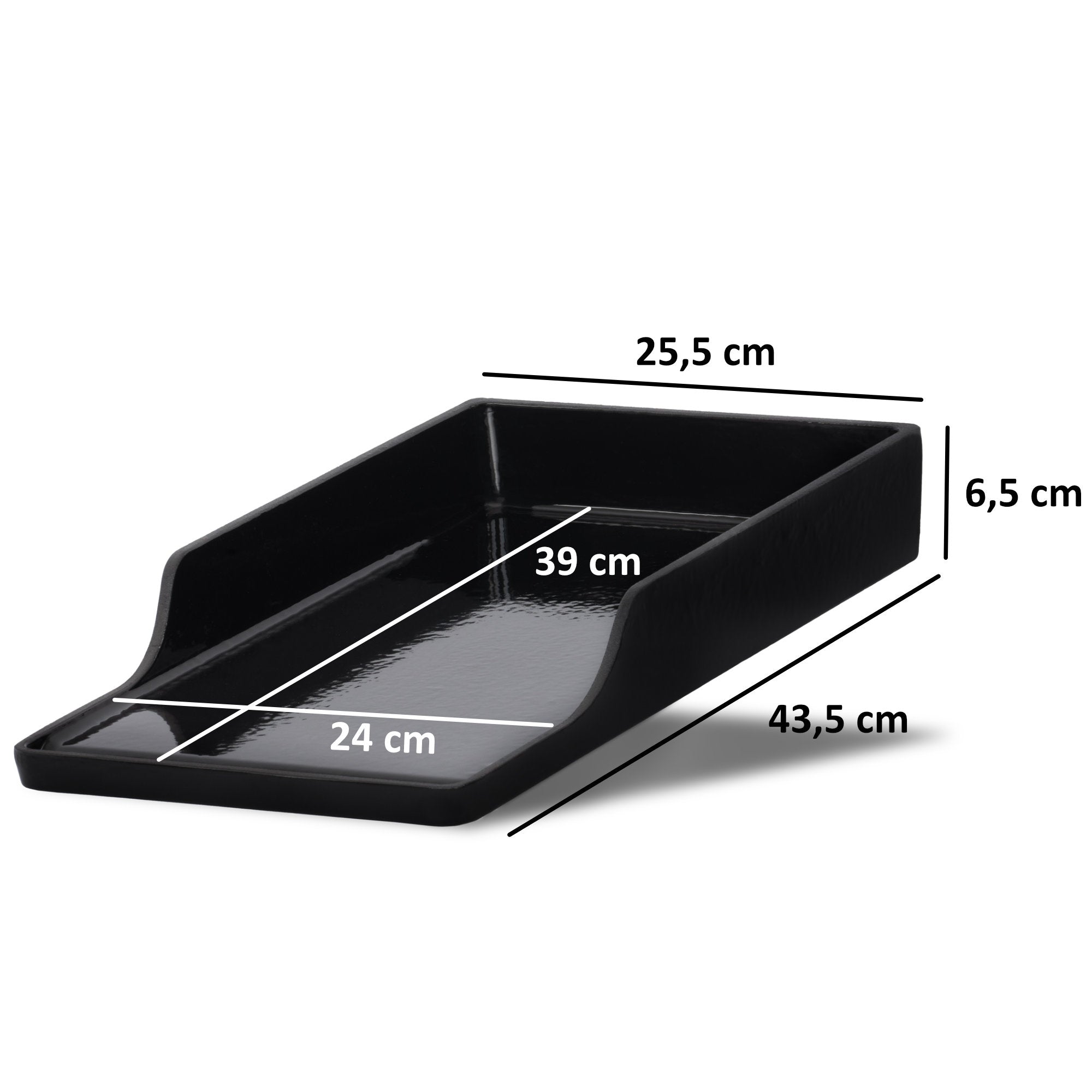 Plancha, 25,5 x 42,5 cm, en fonte émaillée, avec grille.