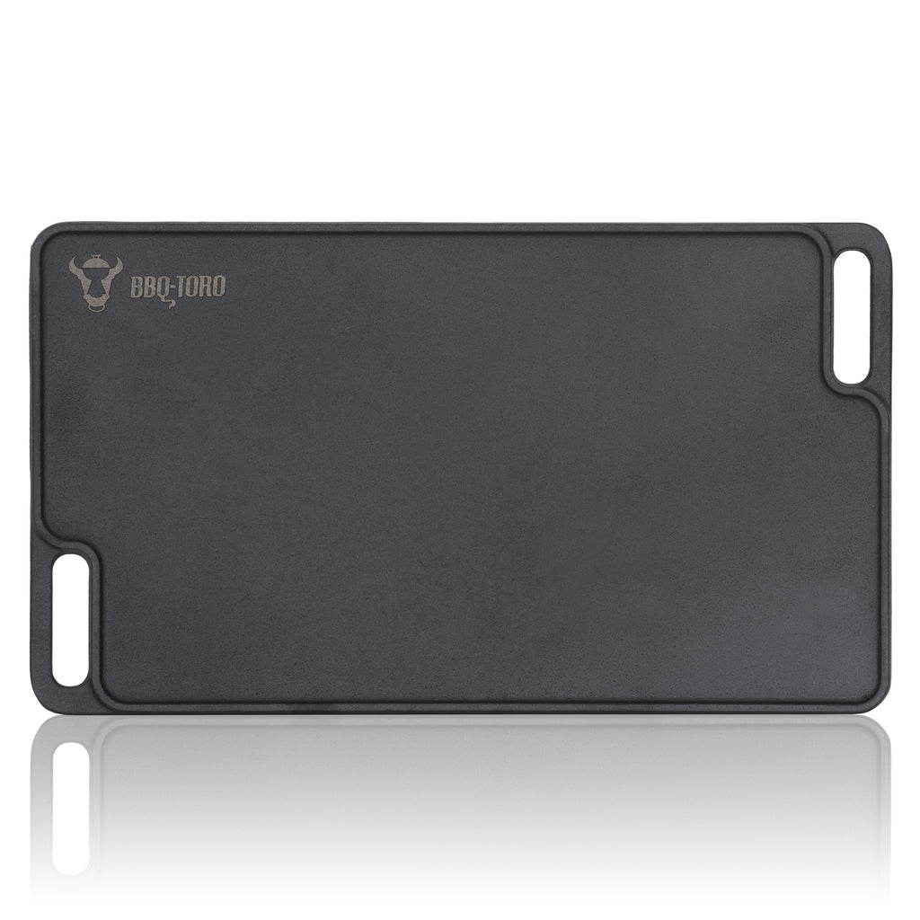 Wendeplatte, Gusseisen, pre-seasoned, mit Griffen, Grillplatte