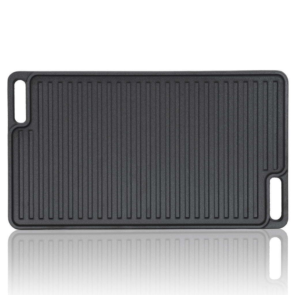 Wendeplatte, Gusseisen, pre-seasoned, mit Griffen, Grillplatte