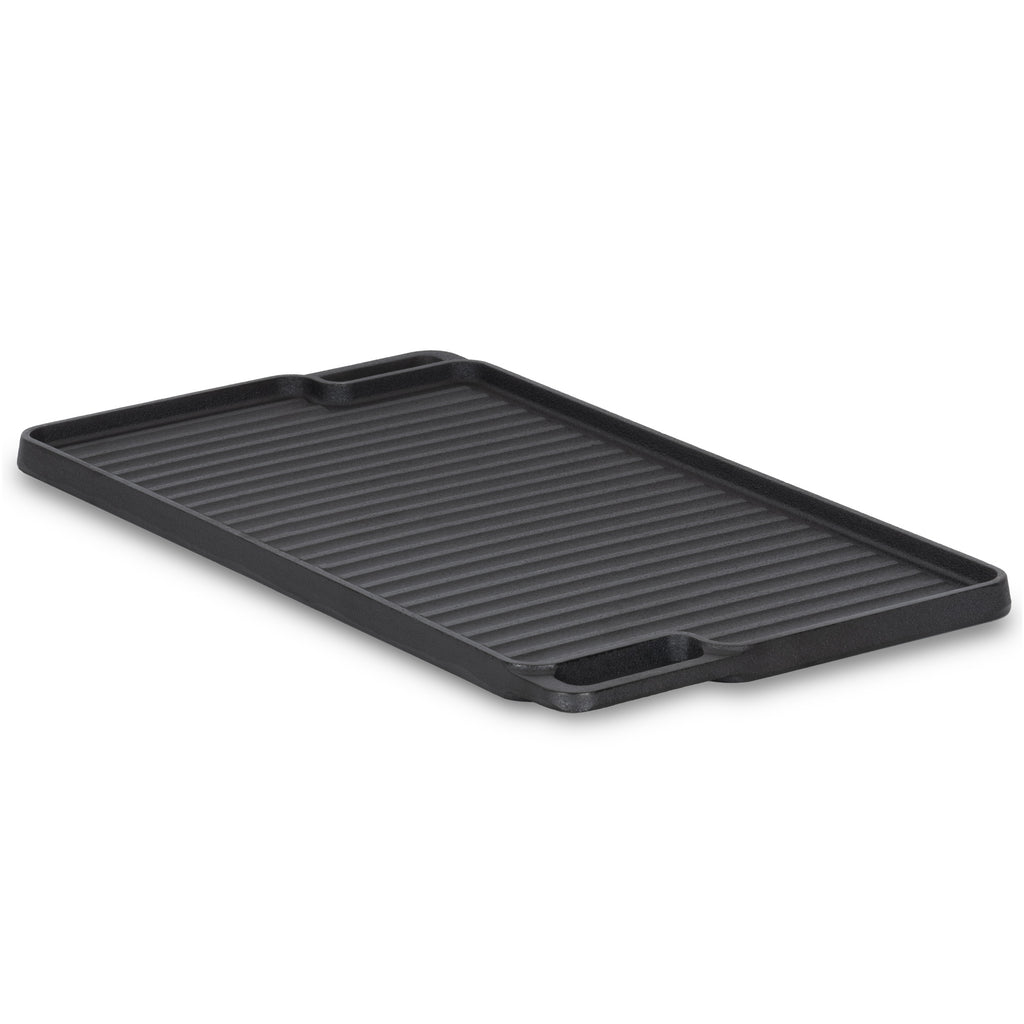 Wendeplatte, Gusseisen, pre-seasoned, mit Griffen, Grillplatte