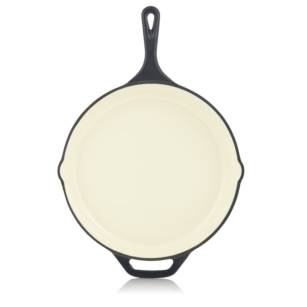 Cast iron pan, enamelled, Ø 29.5 cm, two spouts, including lid