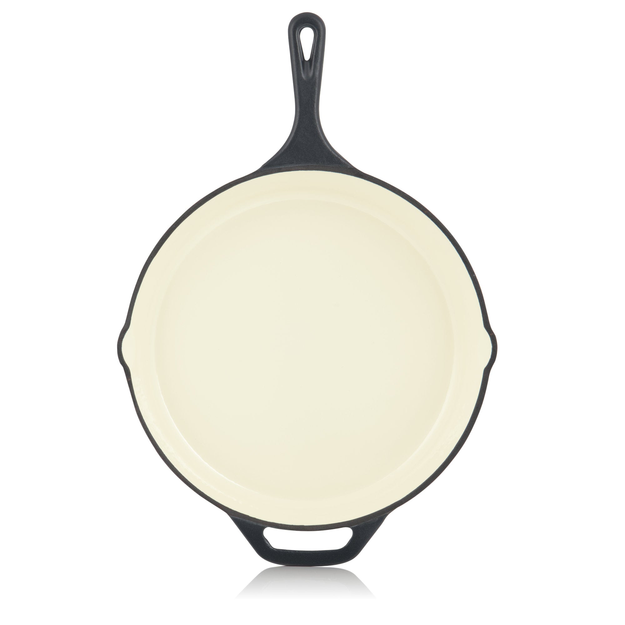 Cast iron pan, enamelled, Ø 29.5 cm, two spouts, including lid