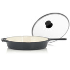 Batterie de cuisine 3 pièces en fonte émaillée, avec couvercle.