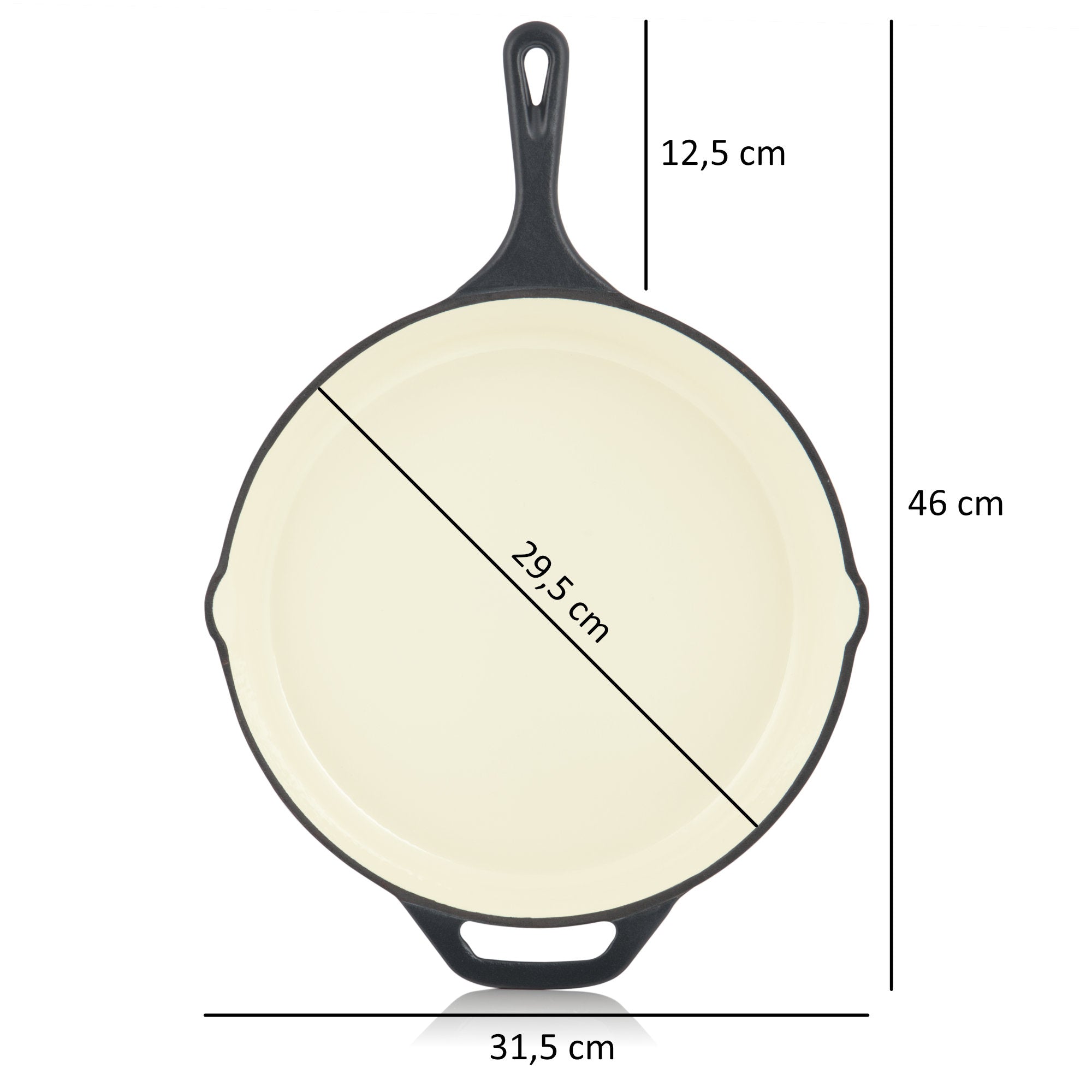 3-piece cast iron enamelled frying pan set